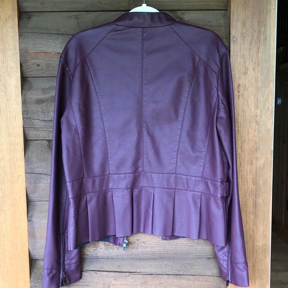 Women’s Purple Faux Leather Zip Jacket - Picture 7 of 7